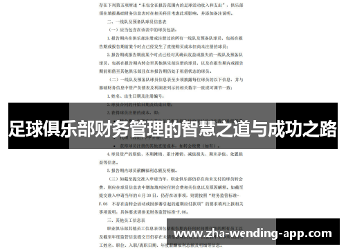 足球俱乐部财务管理的智慧之道与成功之路