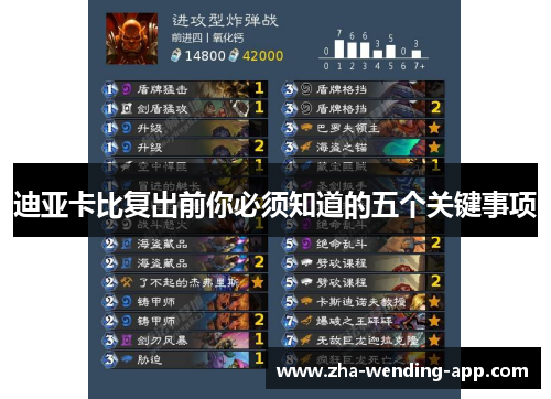 迪亚卡比复出前你必须知道的五个关键事项